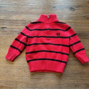4/20$ Chaps Baby Red and Black Knit Sweater size 12 months